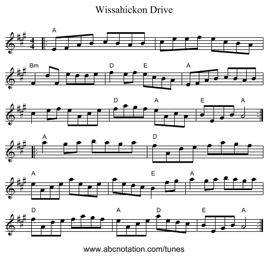 Wissahickon Drive - staff notation