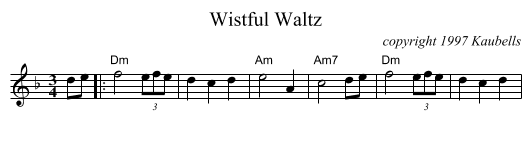 Wistful Waltz - staff notation