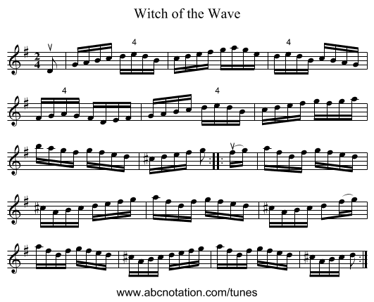 Witch of the Wave - staff notation
