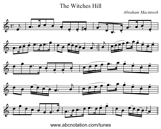 Witches Hill, The - staff notation