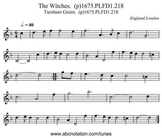 Witches. (p)1675.PLFD1.218, The - staff notation