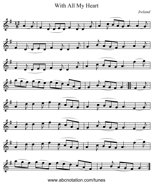 With All My Heart - staff notation