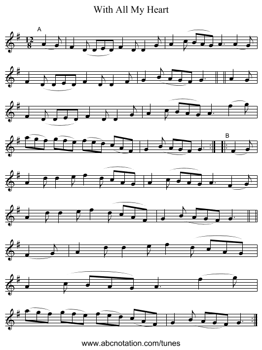 With All My Heart - staff notation