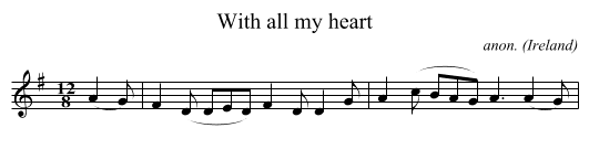 With all my heart - staff notation