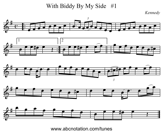 With Biddy By My Side #1 - staff notation