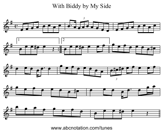 With Biddy by My Side - staff notation