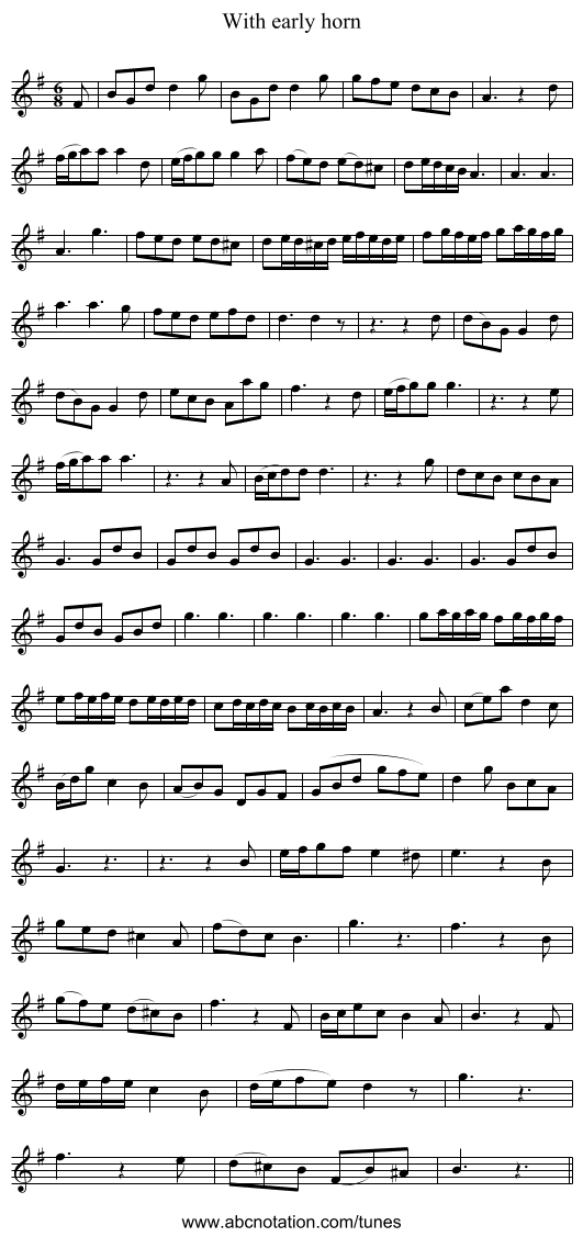 With early horn - staff notation