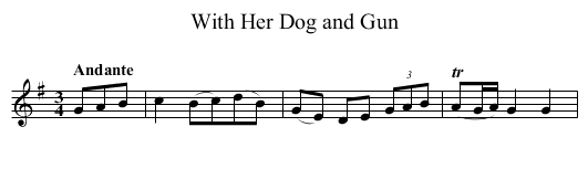With Her Dog and Gun - staff notation