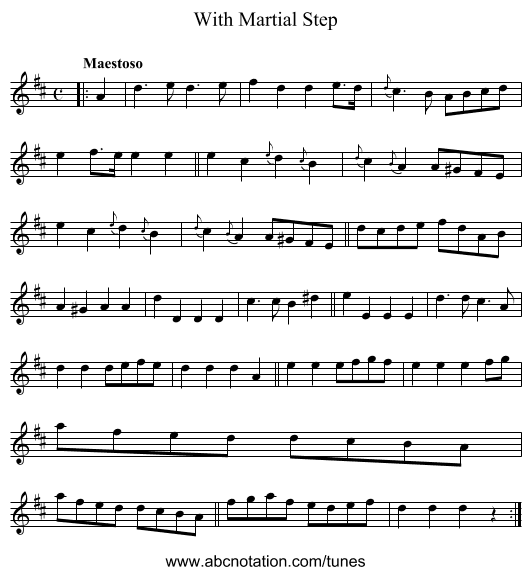 With Martial Step - staff notation