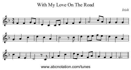 With My Love On The Road - staff notation