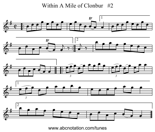 Within A Mile of Clonbur #2 - staff notation