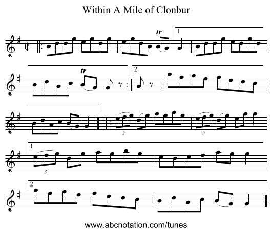 Within A Mile of Clonbur - staff notation
