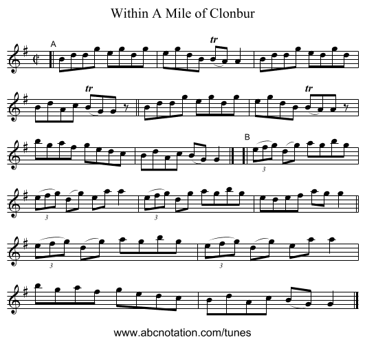 Within A Mile of Clonbur - staff notation
