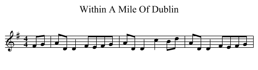 Within A Mile Of Dublin - staff notation