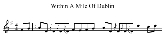 Within A Mile Of Dublin - staff notation