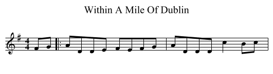 Within A Mile Of Dublin - staff notation
