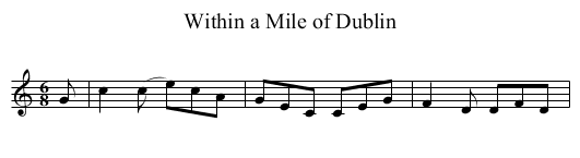 Within a Mile of Dublin - staff notation