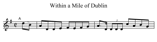 Within a Mile of Dublin - staff notation