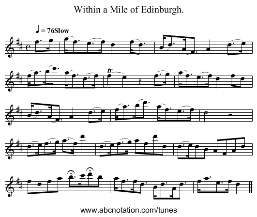 Within a Mile of Edinburgh. - staff notation