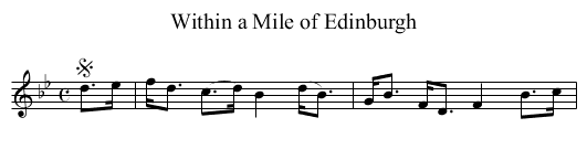 Within a Mile of Edinburgh - staff notation