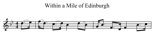Within a Mile of Edinburgh - staff notation