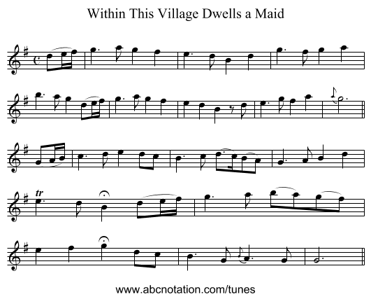 Within This Village Dwells a Maid - staff notation