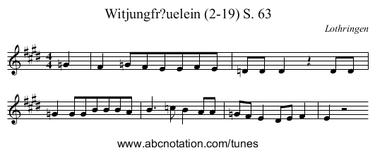 Witjungfr?uelein (2-19) S. 63 - staff notation