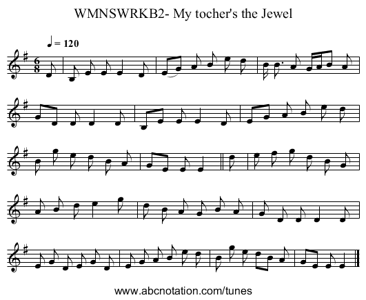 WMNSWRKB2- My tocher's the Jewel - staff notation