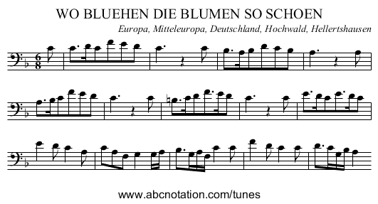 WO BLUEHEN DIE BLUMEN SO SCHOEN - staff notation