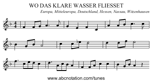 WO DAS KLARE WASSER FLIESSET - staff notation
