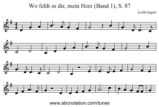 Wo fehlt es dir, mein Herz (Band 1), S. 87 - staff notation