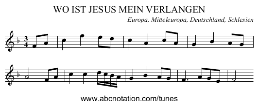 WO IST JESUS MEIN VERLANGEN - staff notation