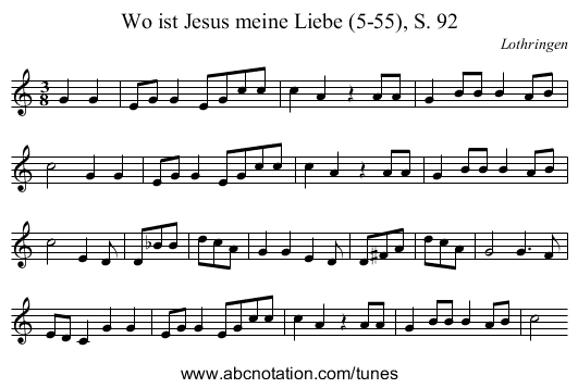 Wo ist Jesus meine Liebe (5-55), S. 92 - staff notation