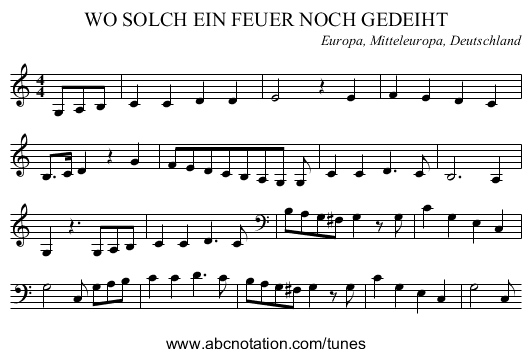 WO SOLCH EIN FEUER NOCH GEDEIHT - staff notation