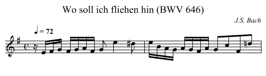 Wo soll ich fliehen hin (BWV 646) - staff notation