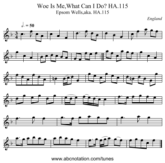 Woe Is Me,What Can I Do? HA.115 - staff notation