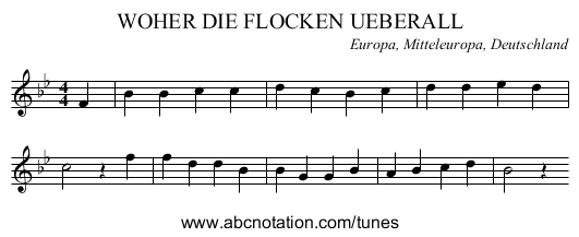 WOHER DIE FLOCKEN UEBERALL - staff notation