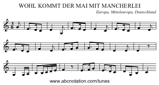 WOHL KOMMT DER MAI MIT MANCHERLEI - staff notation