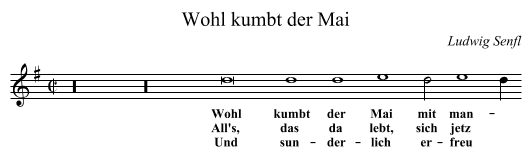 Wohl kumbt der Mai - staff notation