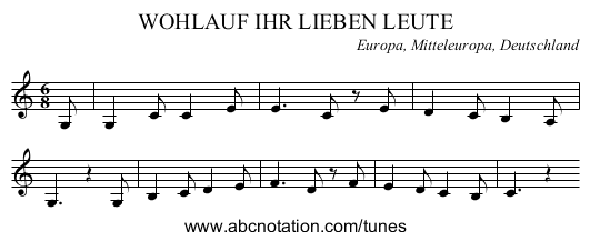 WOHLAUF IHR LIEBEN LEUTE - staff notation