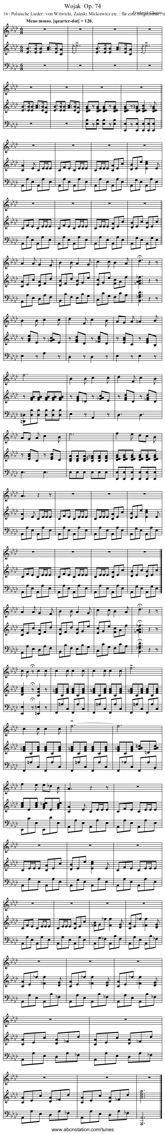 Wojak Op. 74 - staff notation