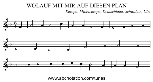 WOLAUF MIT MIR AUF DIESEN PLAN - staff notation