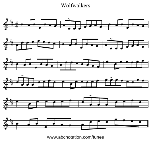 Wolfwalkers - staff notation
