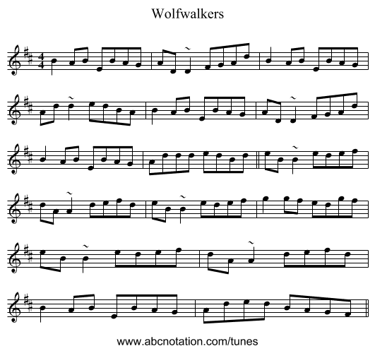 Wolfwalkers - staff notation