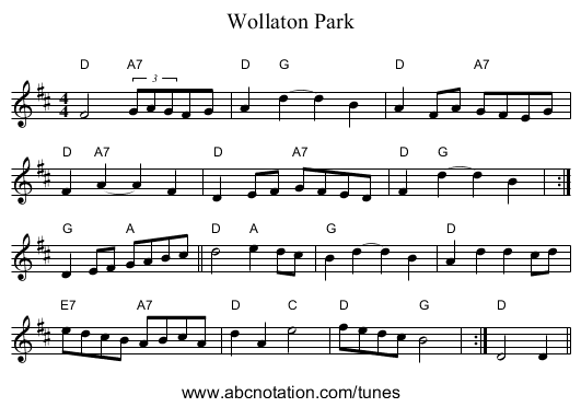 Wollaton Park - staff notation