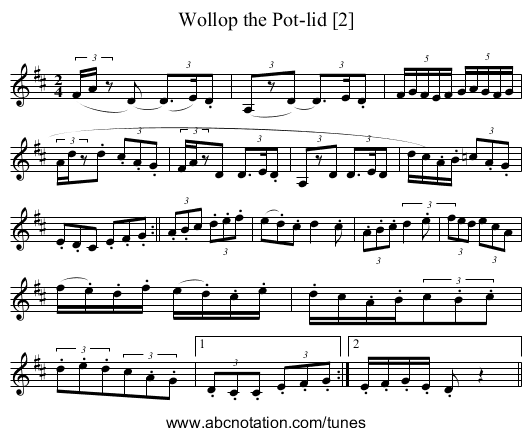 Wollop the Pot-lid [2] - staff notation