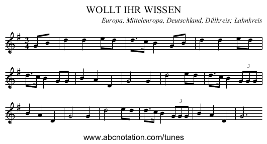 WOLLT IHR WISSEN - staff notation