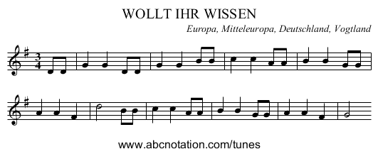 WOLLT IHR WISSEN - staff notation