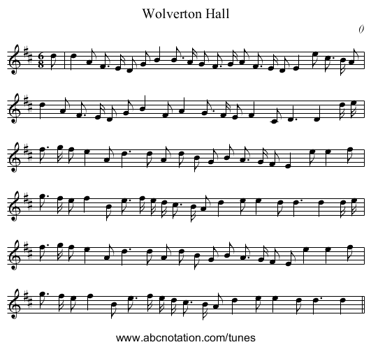 Wolverton Hall - staff notation