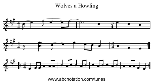 Wolves a Howling - staff notation